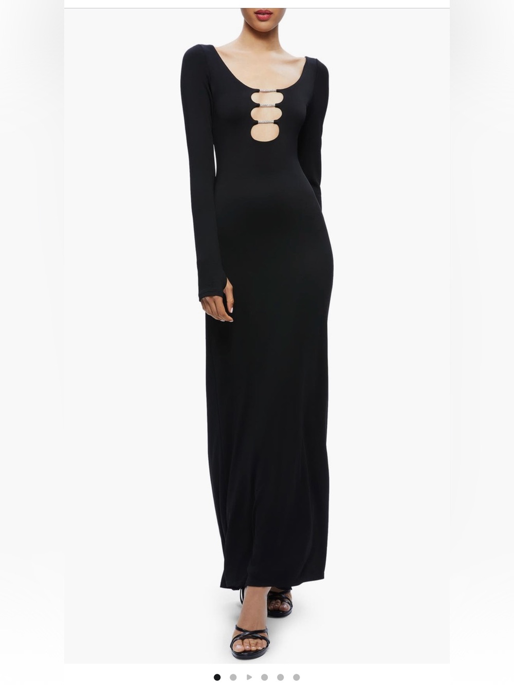 NWT Alice and Olivia Black Long Sleeve Cutout Maxi Dress